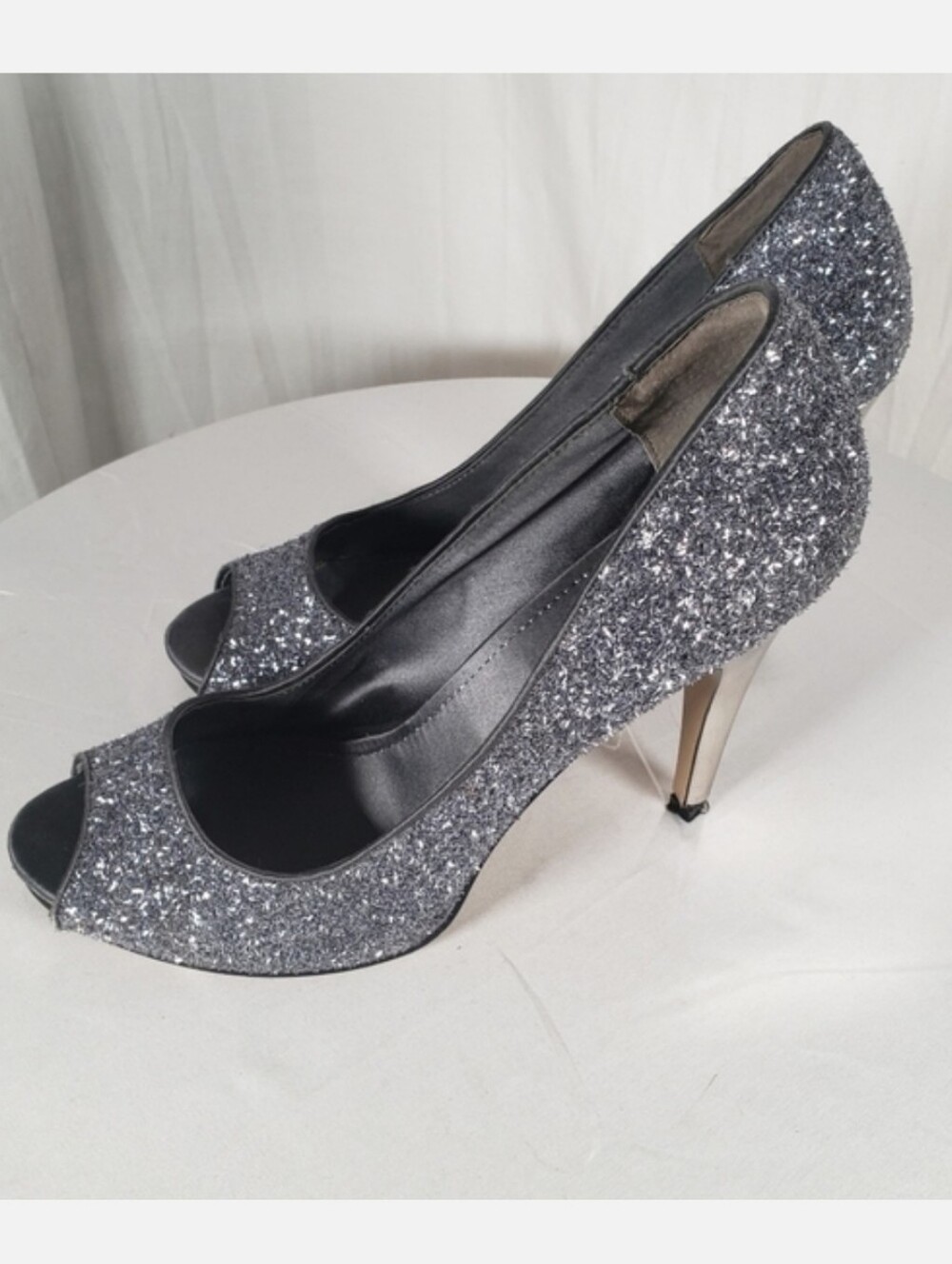Nine West Silver Glitter 4' Stiletto Heels Sz 9.5
